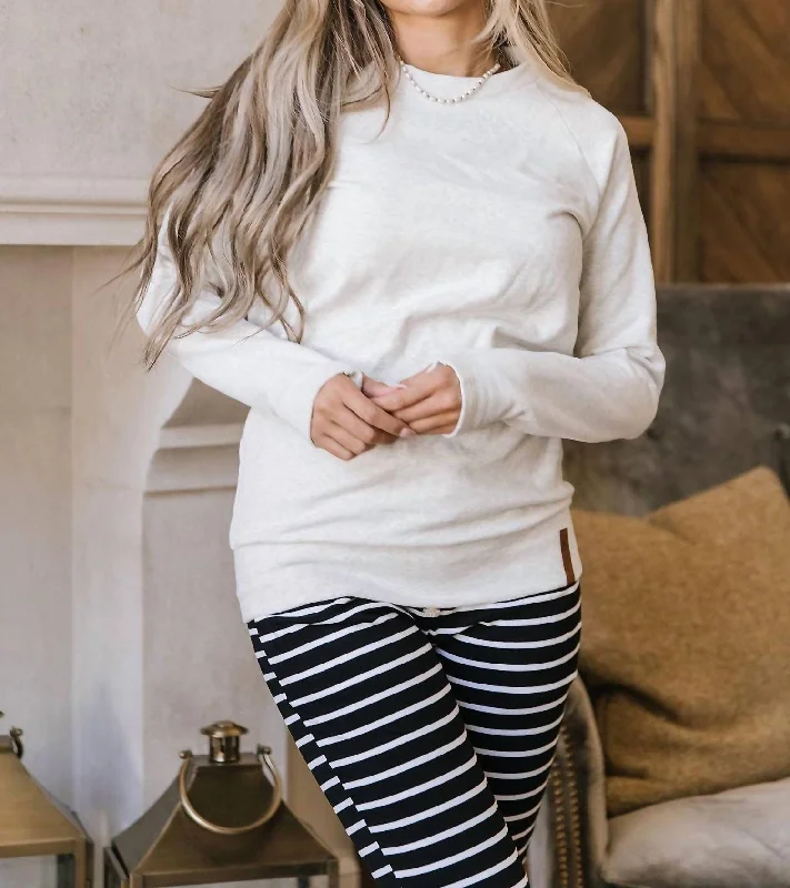 Women's Casual Wear Clothing Side Zip Pullover In Oatmeal