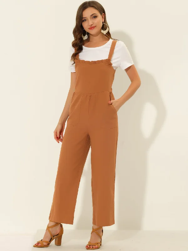 Best Online Boutiques For Women Cotton Casual Vintage Pockets Wide Leg Overalls Jumpsuit