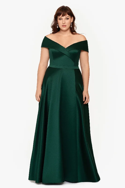 Casual Fashion Plus "Samara" Floor Length Off the Shoulder Pocket Gown