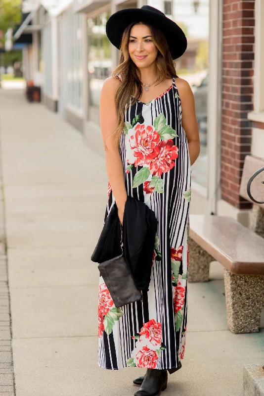 Ride The Style Wave Floral Striped Tank Maxi