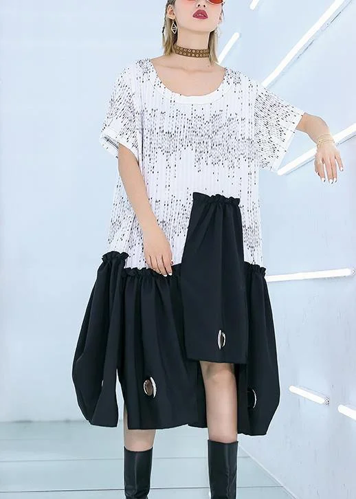 Affordable Trendy Clothes For Women Style white Cotton dresses patchwork A Line summer Dress Affordable Trendy Clothes For Women Style white Cotton dresses patchwork A Line summer Dress