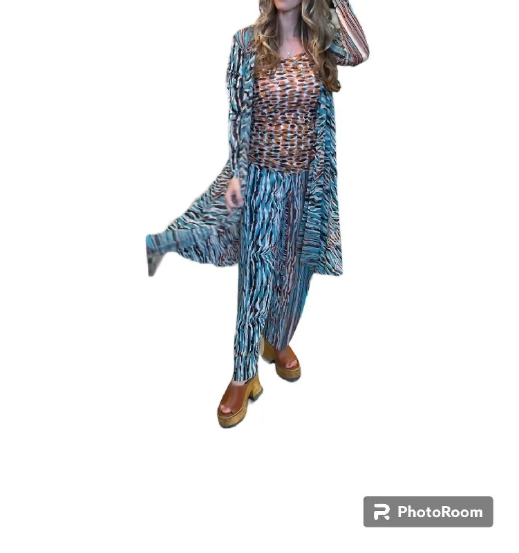 Women's Clothing Sets Wrap Mesh Cardigan In Teal
