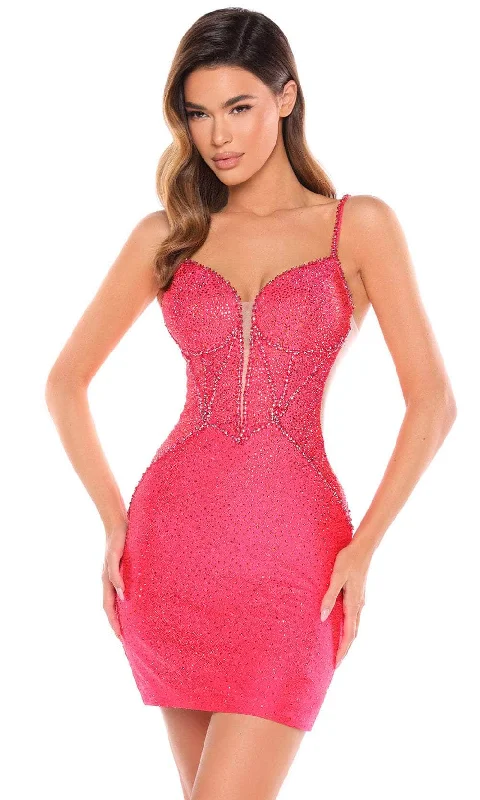 Online Boutiques Amarra 88058 - Beads Plunging Sweetheart Cocktail Dress