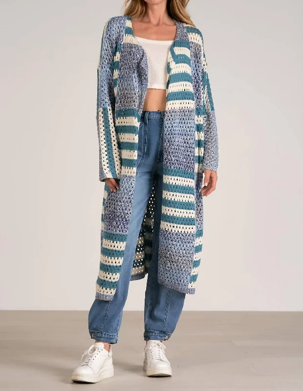 Women's Fashionable Clothing Sets Bella Long Cardigan In Blue