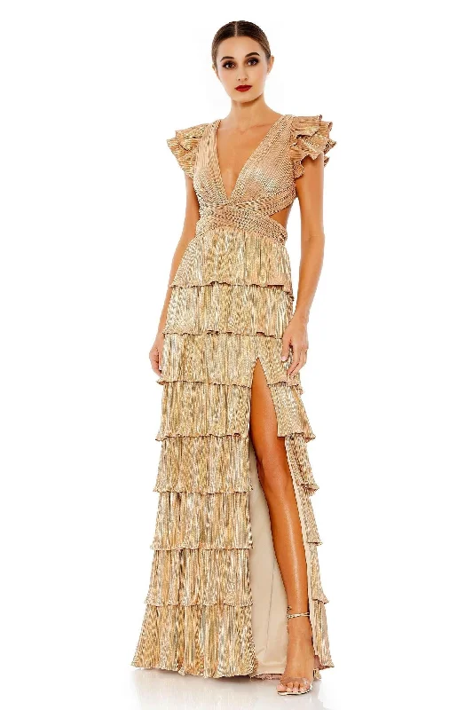 Women's Clothes Long Formal Metallic Prom Gown