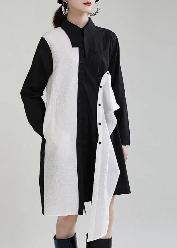 Women's Clothes For Special Occasions Beautiful Black Asymmetrical Design Patchwork Fall Dresses Long Sleeve Women's Clothes For Special Occasions Beautiful Black Asymmetrical Design Patchwork Fall Dresses Long Sleeve