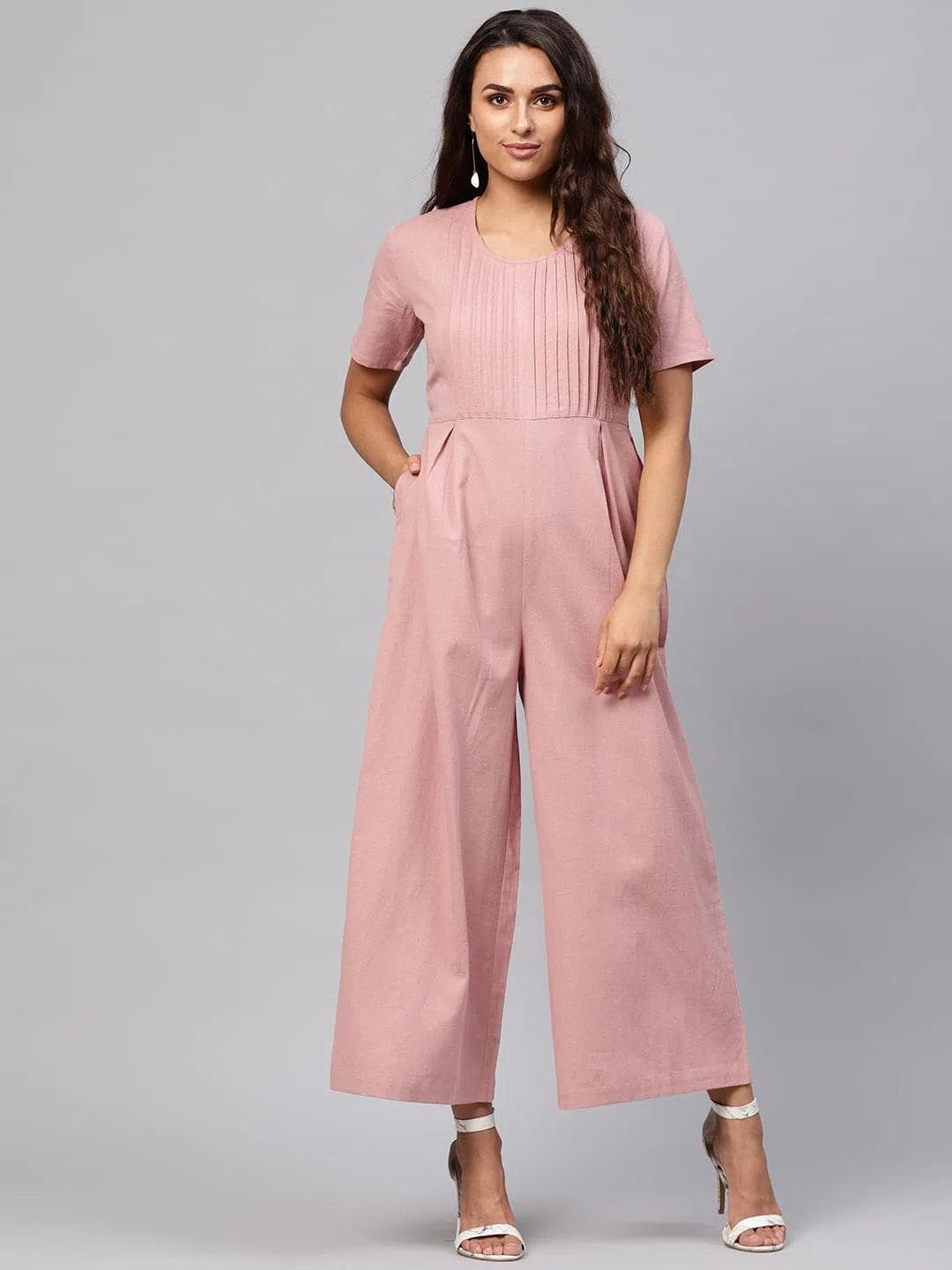 Classic Women's Clothing Styles Women Solid Pink Jumpsuits & Sets