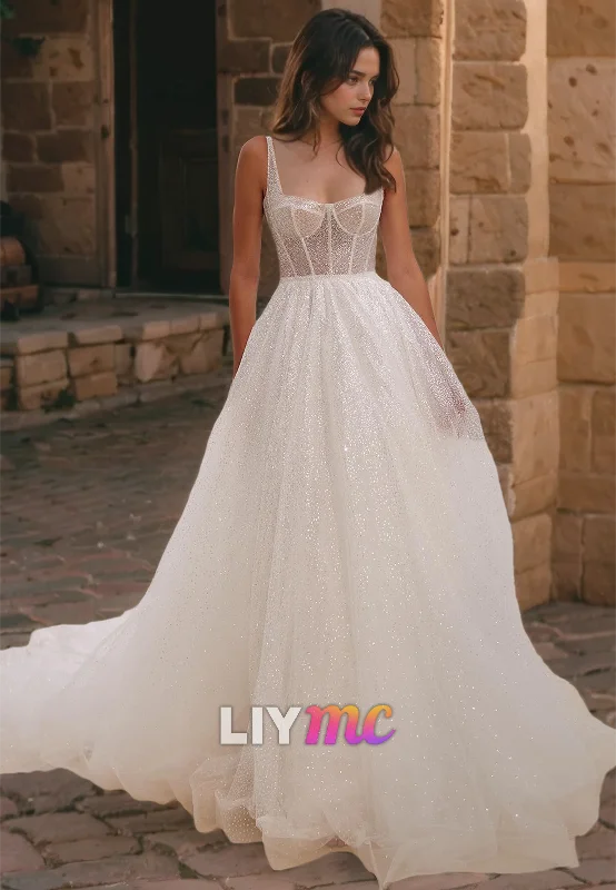 Women's Seasonal Wardrobe Clothing Square Sleeveless Tulle Pleated A-Line Wedding Dress Women's Seasonal Wardrobe Clothing Square Sleeveless Tulle Pleated A-Line Wedding Dress