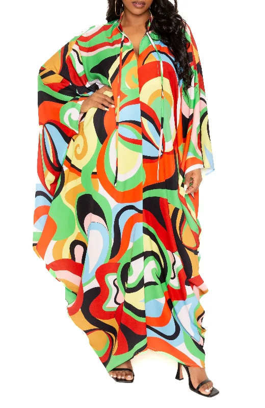 Women's Holiday Clothing Print Tunic Maxi Dress
