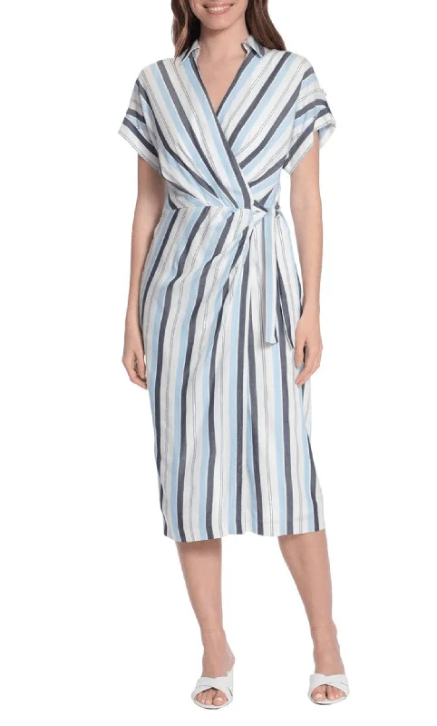 Chic Wardrobe London Times T6221M - Stripe Printed Casual Dress