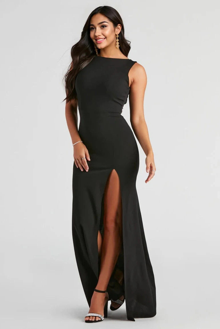 Stylish And Comfortable Clothing For Women Addie Formal Open Back Crepe Dress