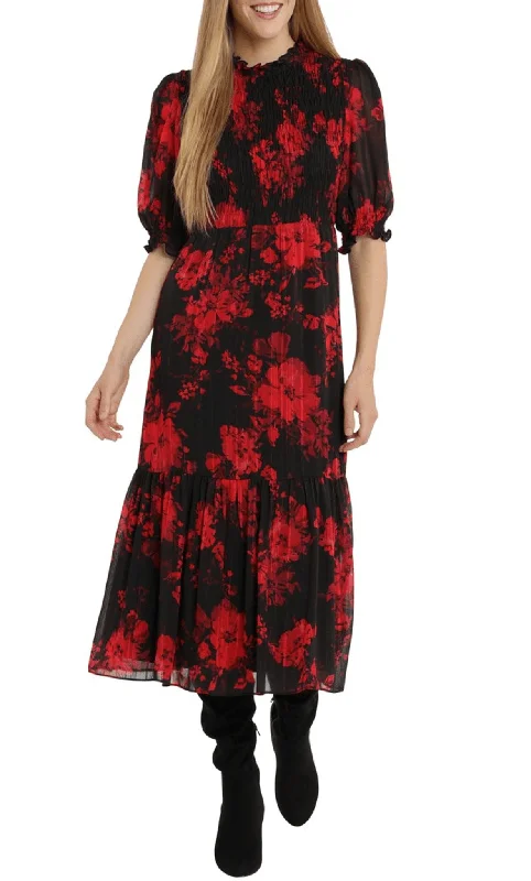 All Season Fashion Collection London Times T6020M - Floral Printed Flowy Dress