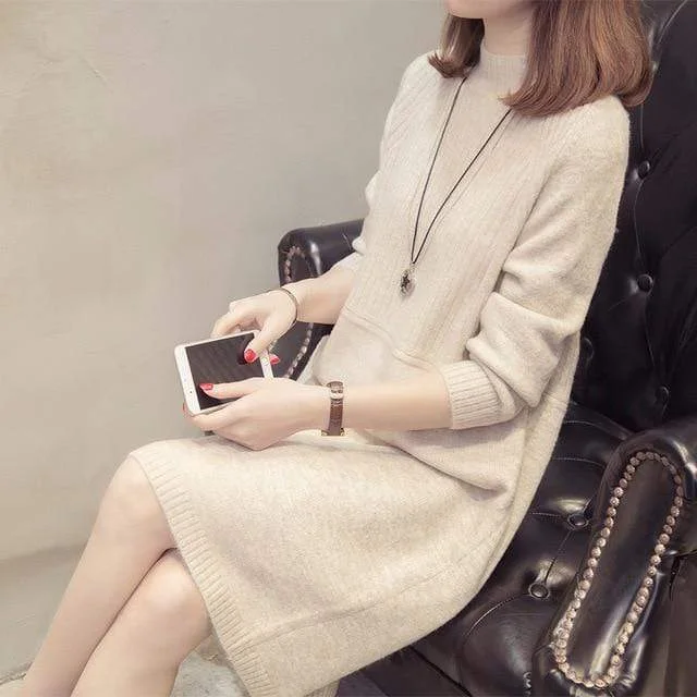 Women's Cozy Clothes Conservative Turtleneck Sweater Dress