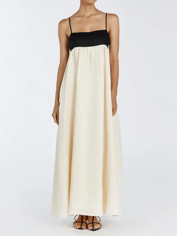 Affordable Trendy Clothes For Women Loose Suspender Black And Graceful White Patchwork Maxi Dress Affordable Trendy Clothes For Women Loose Suspender Black And Graceful White Patchwork Maxi Dress