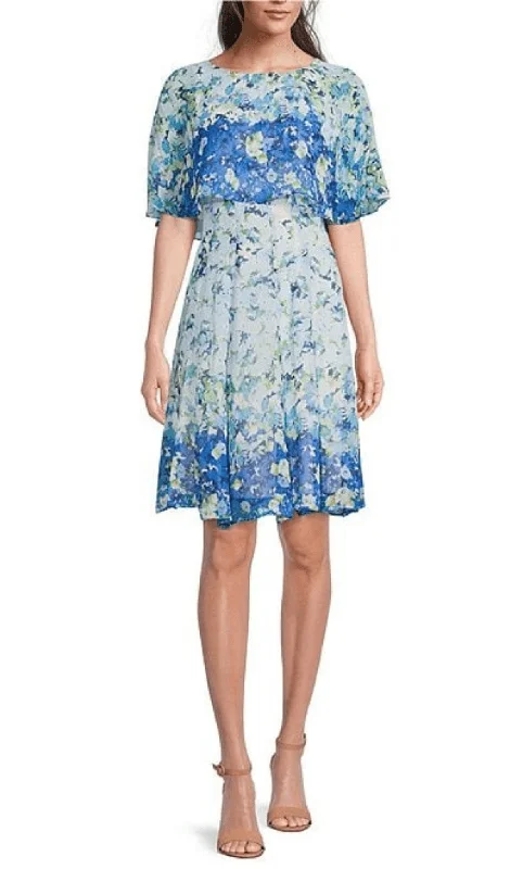 Clearance Sale Maison Tara 30474MA - Floral Jewel Neck Cocktail Dress