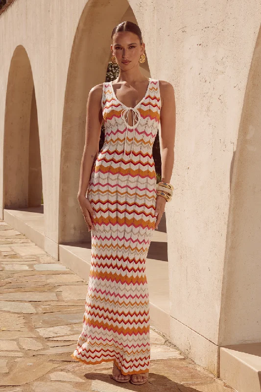 Exclusive Designer Collection ANDREA MAXI DRESS - ORANGE MULTI