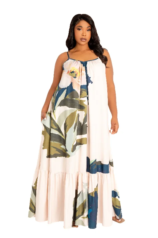 Women's Sporty Clothes Floral Voluminous Maxi Dress