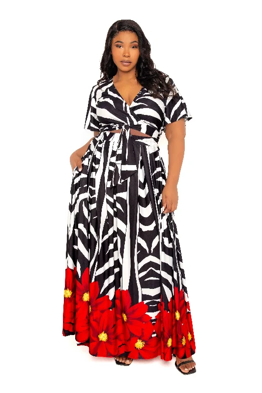 Women's Clothing With Trendy Designs Animal Print Crop Top and Maxi Skirt Set