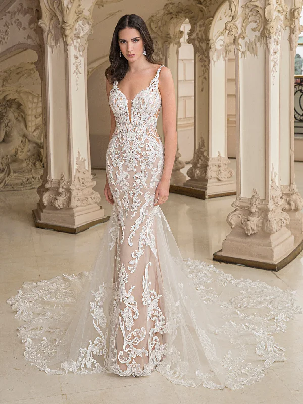 Women's Seasonal Clothing YunShang Deep V-Neck Wedding Dresses Lace Appliques Sleeveless Sexy Mermaid Bride Gown Backless Zipper Train Vestidos De Noiva Women's Seasonal Clothing YunShang Deep V-Neck Wedding Dresses Lace Appliques Sleeveless Sexy Mermaid Bride Gown Backless Zipper Train Vestidos De Noiva