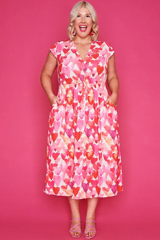 Elegant Clothing For Women Mystic Painterly Hearts Dress