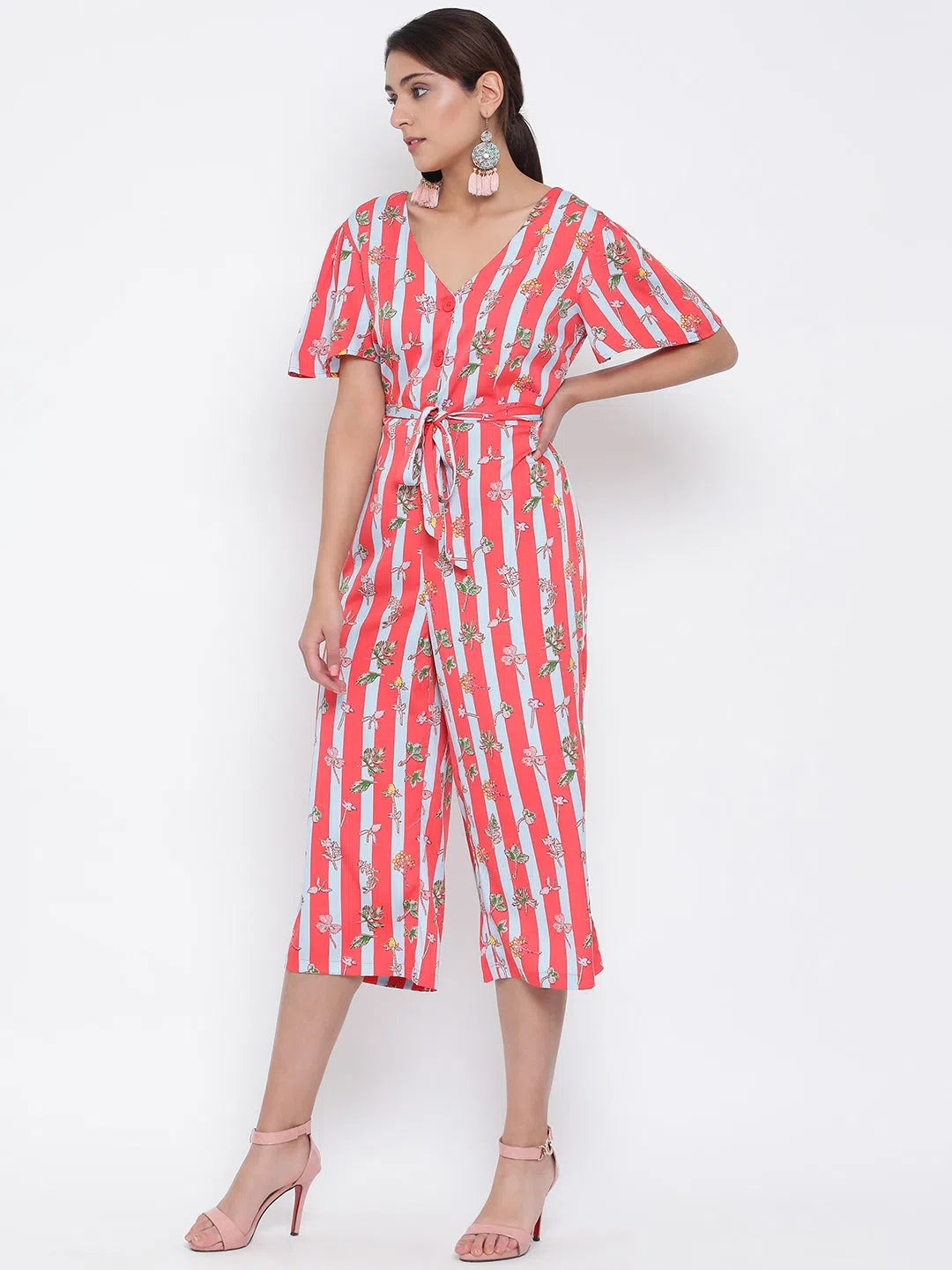 Sustainable Women's Clothing Women Printed Standard Pink Jumpsuits & Sets