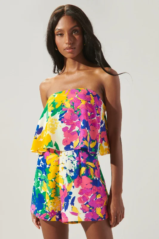 Women's Clothing For Outdoor Events Gypsum Floral Strapless Romper
