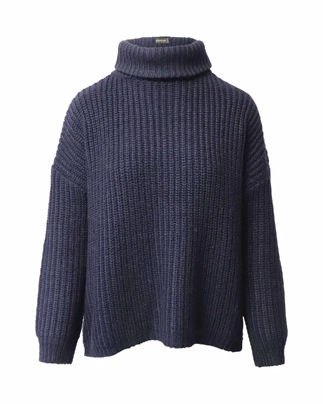 Affordable Women's Clothing Zadig & Voltaire Turtleneck Knitted Sweater in Navy Blue Acrylic Affordable Women's Clothing Zadig & Voltaire Turtleneck Knitted Sweater in Navy Blue Acrylic
