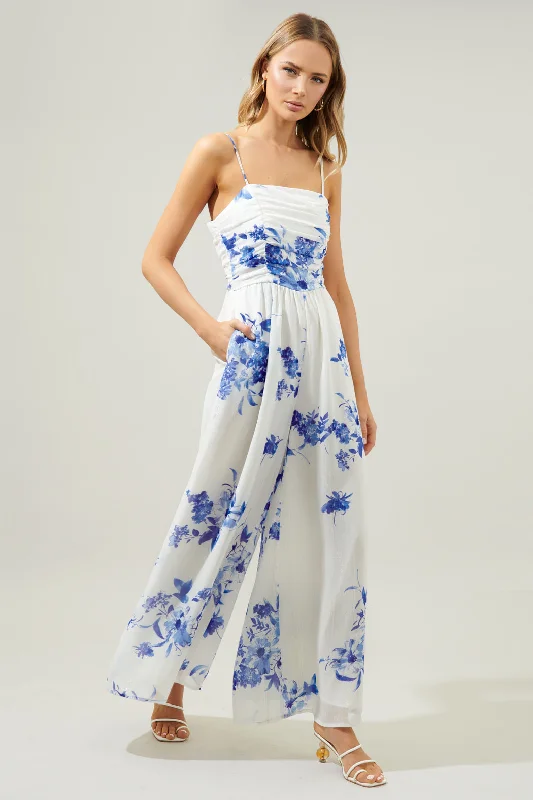 High-Fashion Women's Clothing Mariposa Floral Amoretta Ruched Wide Leg Jumpsuit