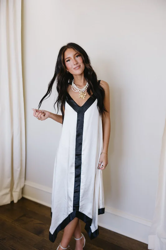 Luxury Women's Clothing Marva Midi Dress - Ivory/Black