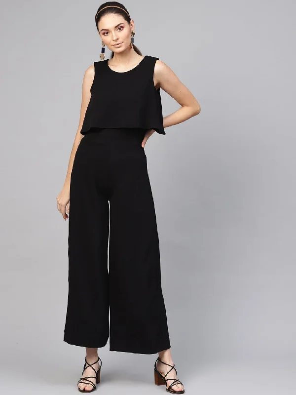Women's Trendy Clothes Black Layered Jumpsuit