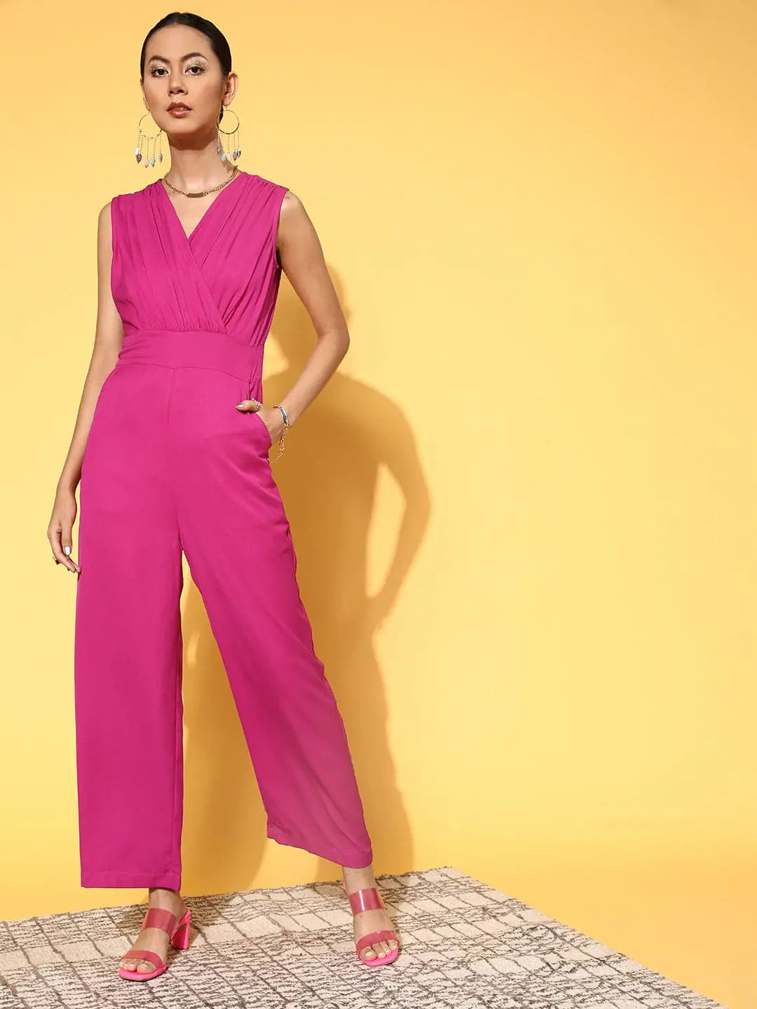 Redefining Women's Fashion Women Solid Fuschia Jumpsuits & Sets