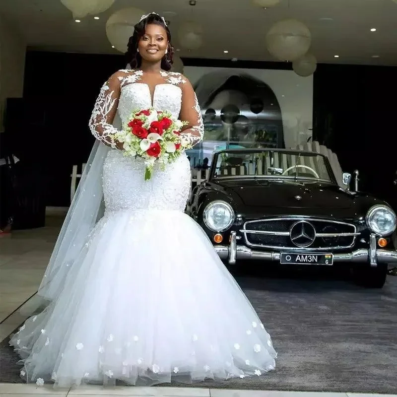 Classic Clothes For Women Plus Size Classic Mermaid Wedding Dresses Women Elegant Lace Appliques Scoop Long Sleeves Bridal Gown Vestidos De Novia New Classic Clothes For Women Plus Size Classic Mermaid Wedding Dresses Women Elegant Lace Appliques Scoop Long Sleeves Bridal Gown Vestidos De Novia New
