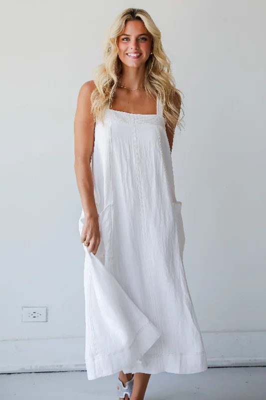 Unique Women's Fashion Pieces FINAL SALE - Deluxe Vision Off White Maxi Dress