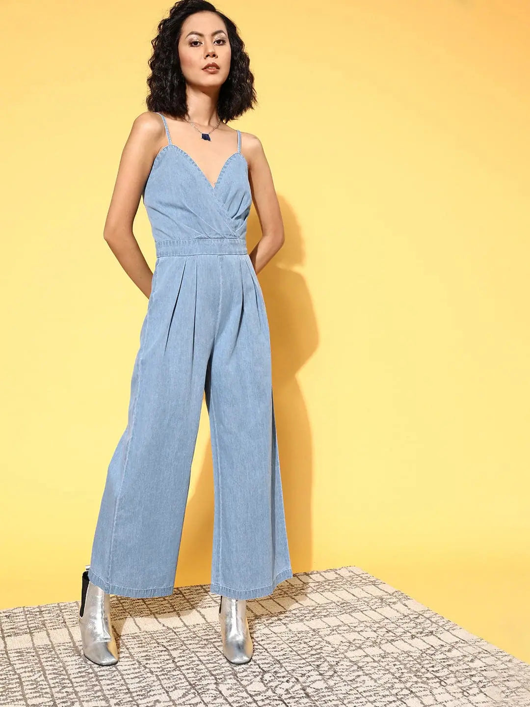 Odd Size Clearance Sale Women Solid Blue Jumpsuits & Sets