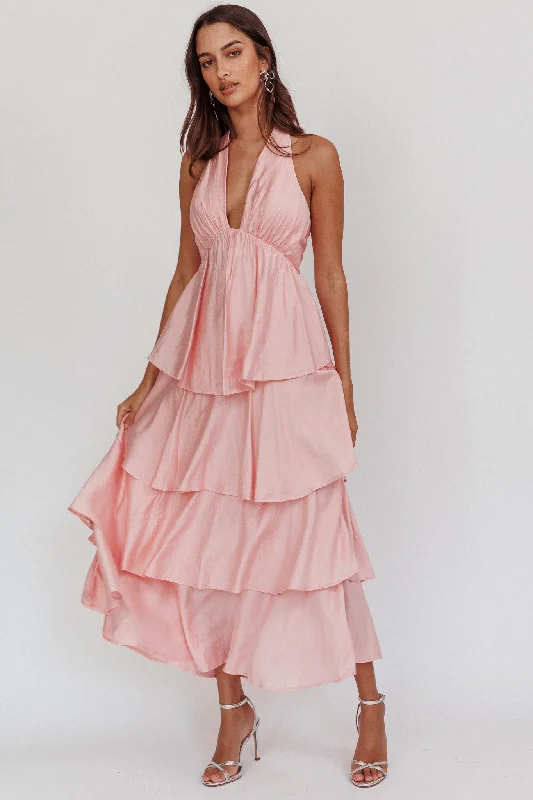 Trend Setting Wardrobe Catalina Tiered Ruffle Maxi Dress Dusty Rose