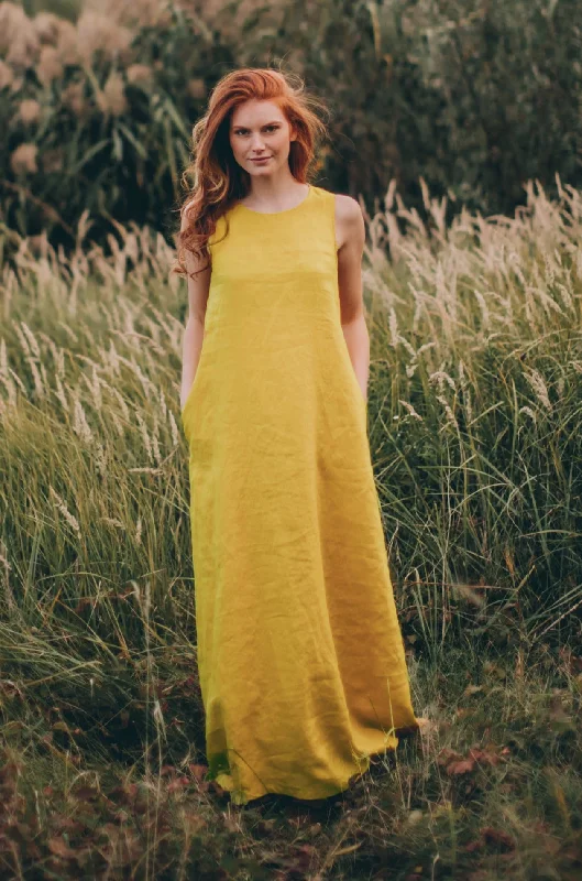 Women's High-Fashion Clothes Minimalist Long Linen Dress