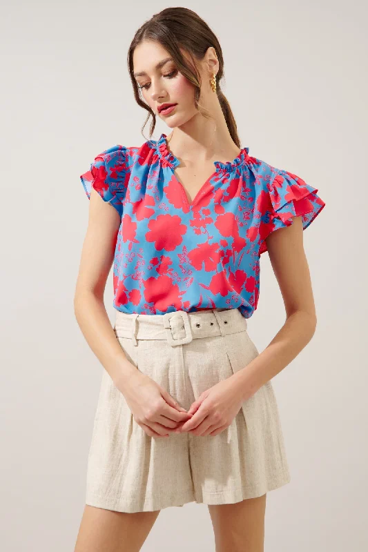 Fashion Forward, Function First Juliana Floral Bellissima Ruffle Sleeve Top