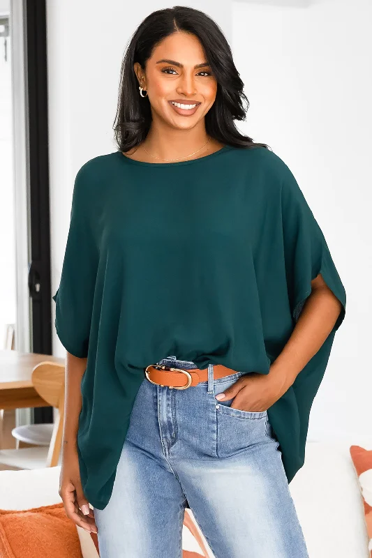 Big Discounts Brodie Drape Top Dark Forest Green