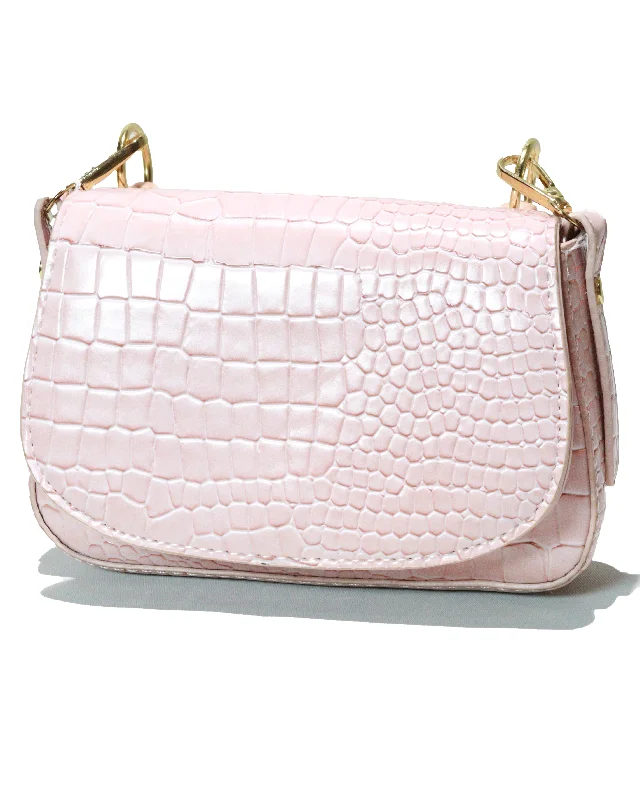 Ends Soon Pale Pink Texture Embellished Bag