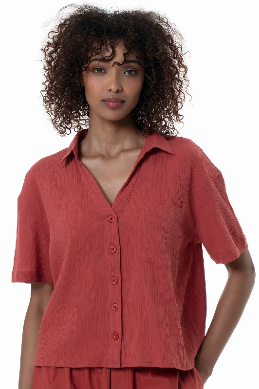 Relaxed Style Textured Shirt _ 153814 _ Red