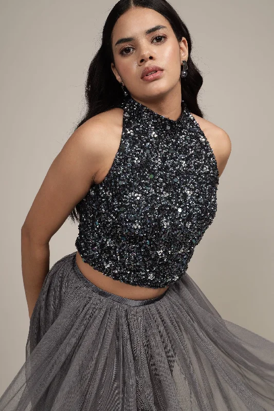 Chic And Trendy Gui Picasso Black Sequin Top
