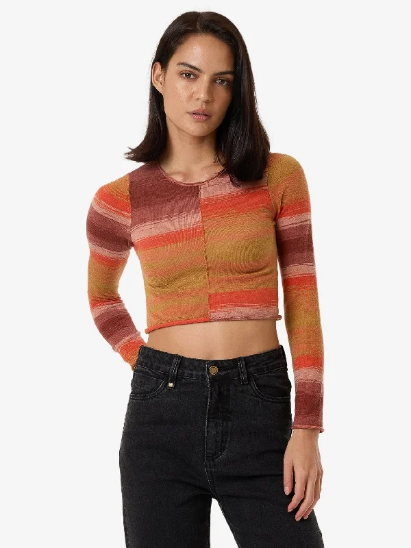 Smart Casual Deals Rise Knit Ls Top - Berry