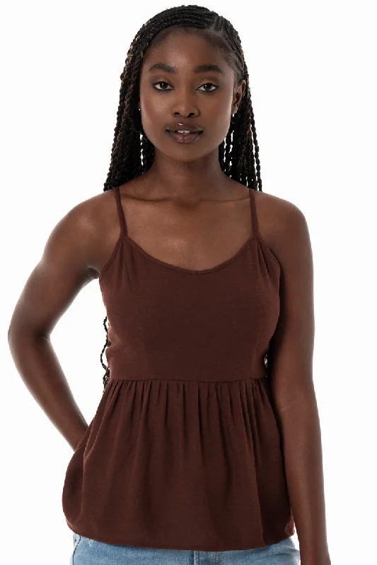 Fashion-Forward Peplum Top _ 153825 _ Chocolate
