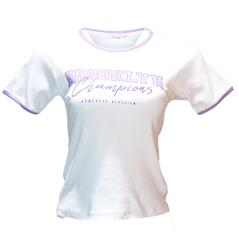 Season Offer White Rib Contrast T Shirt