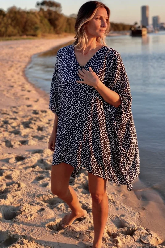Budget Saver Short Kaftan in Metric Taupe or Navy