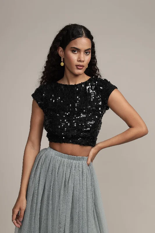 Hot Picks Elaine Black Sequin Top