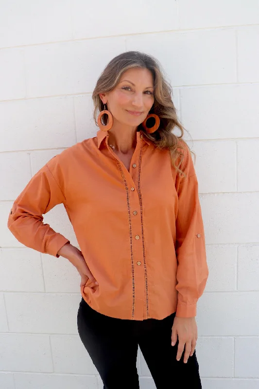 Trend Leading Collection Lauren Linen Shirt in Rust