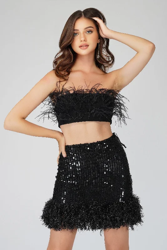 Absurdly Cheap Sale Xara Black Feather Top