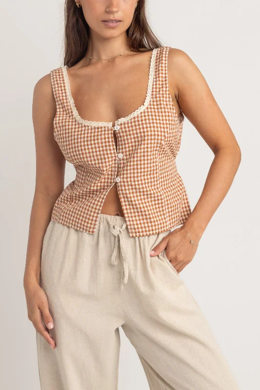 Easy Elegance Sales Lola Check Top Clay
