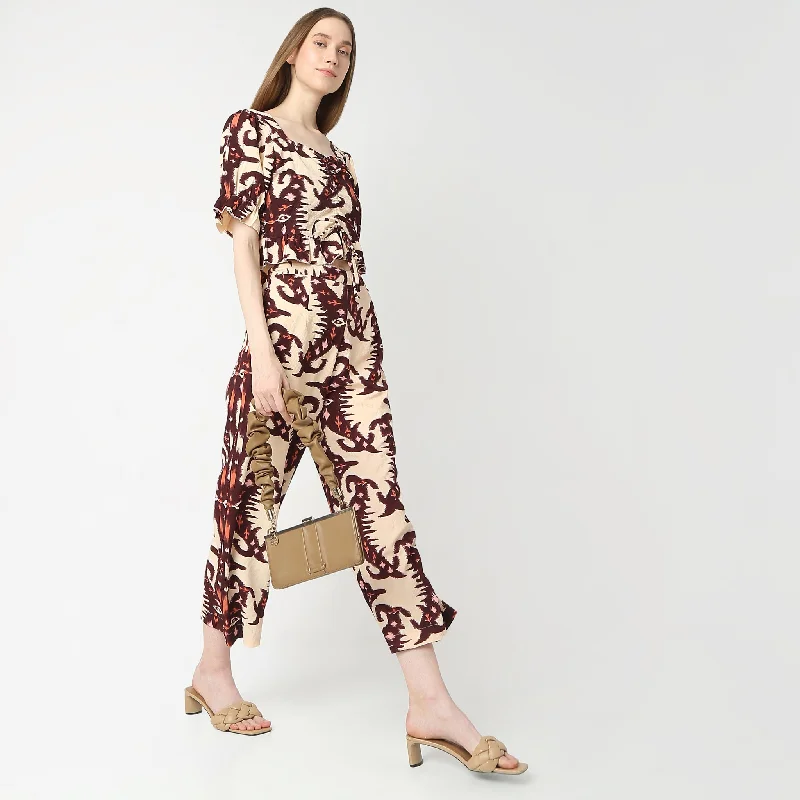 Boutique Styles Printed Square Neck A-Line Top